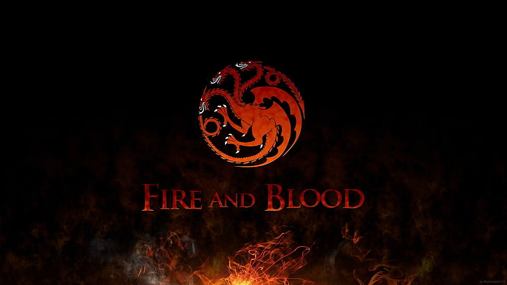 Fire and Blood logo, Game of Thrones, sigils, House Targaryen, HD wallpaper