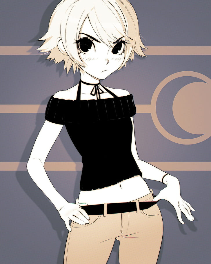 HD wallpaper: anime, anime girls, short hair, white hair, black eyes |  Wallpaper Flare