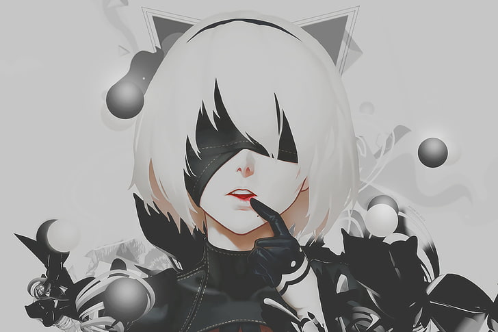 white-haired anime character illustration, 2B (Nier: Automata), HD wallpaper
