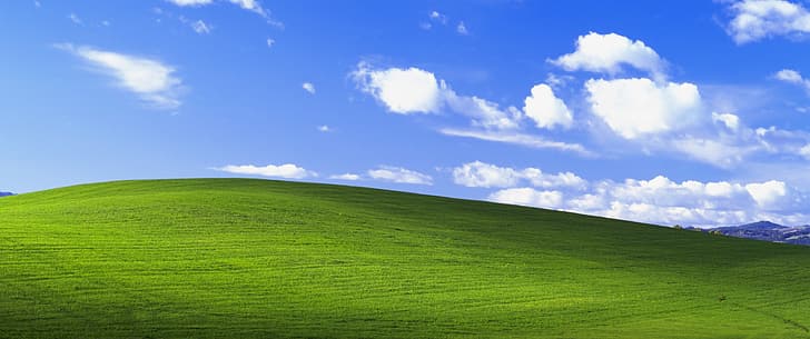 bliss, Windows XP, landscape, clouds, ultrawide, HD wallpaper