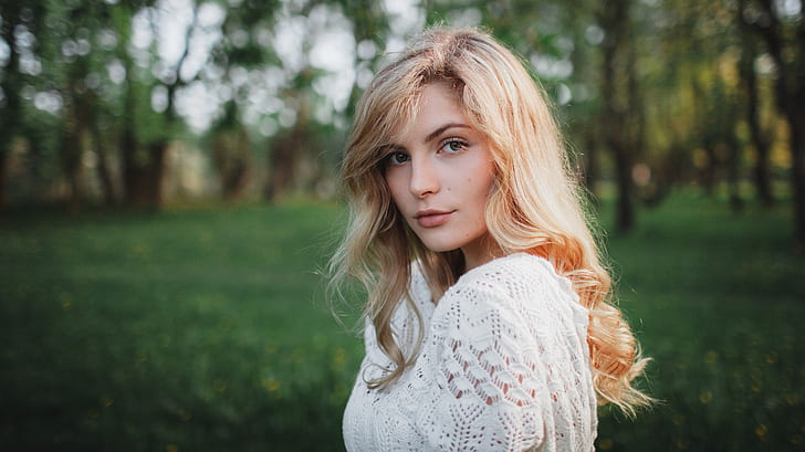Anton Malvos, women outdoors, blonde, model, face, portrait, HD wallpaper