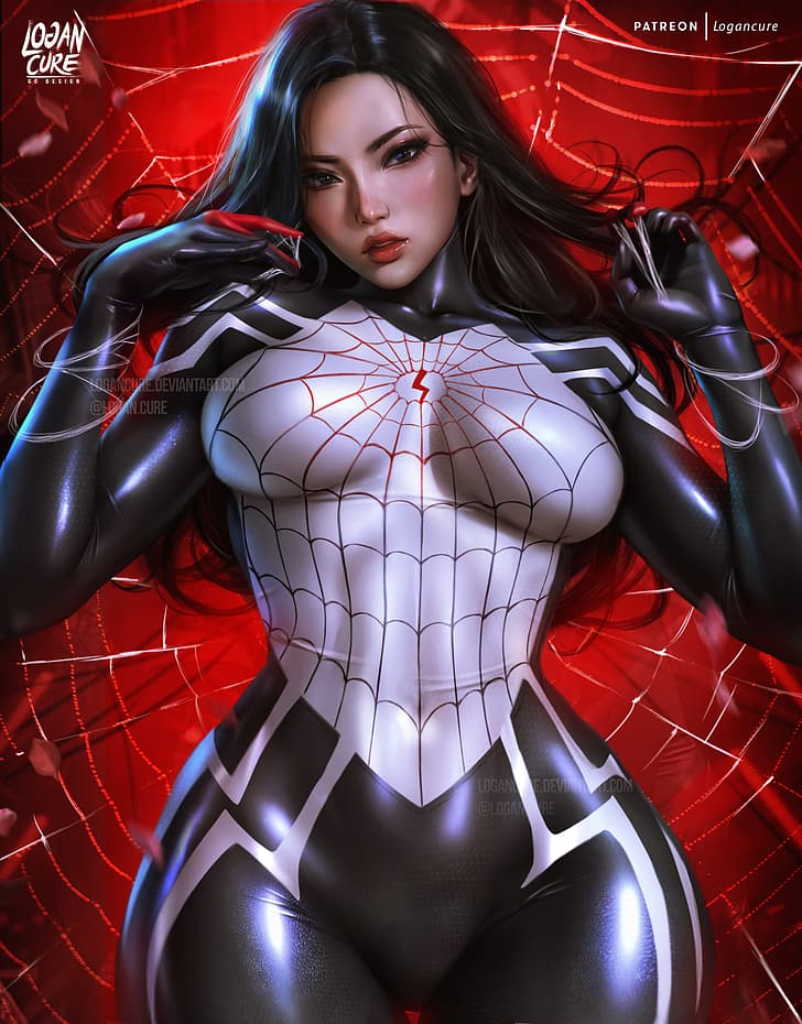 Logan Cure, women, Silk (Marvel character), digital art, artwork