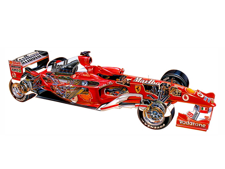 2004, cutaway, f2004, ferrari, formula, race, racing, HD wallpaper