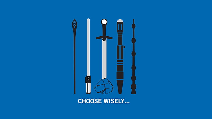 HD wallpaper: the lord of the rings star wars excalibur harry potter doctor  who weapon minimalism blue background humor | Wallpaper Flare