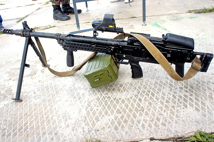 black assault rifle, power, gun, cartridges, box, Super, Russian, HD wallpaper