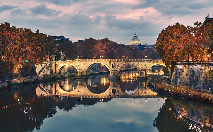 Ponte Sisto, Rome, Italy, beige concrete bridge, Europe, Autumn, HD wallpaper