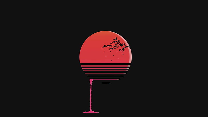 round red and black moon illustration \, Sun, blood, sunset, Photoshop