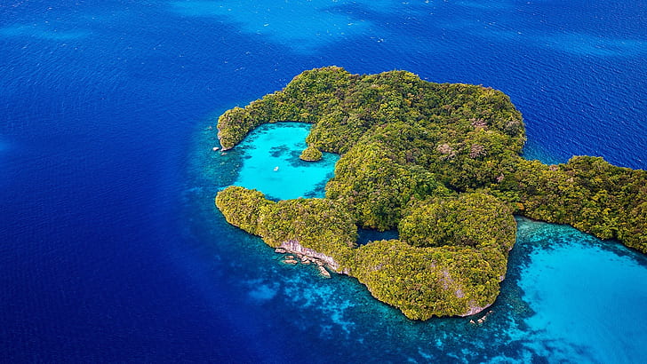 aerial photography, palau islands, archipelago, from above, HD wallpaper