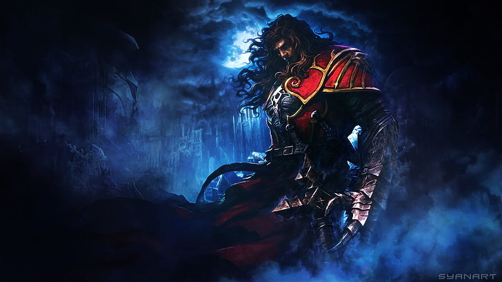red and gray suited man game character painting, Castlevania, HD wallpaper