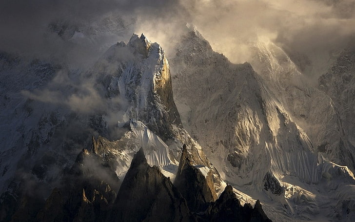 clouds, Himalayas, landscape, mountain, nature, Pakistan, Snowy Peak, HD wallpaper