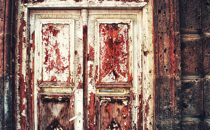 Armenia, Gyumri, white and red wooden door, Vintage, edgar varjapetyan photography