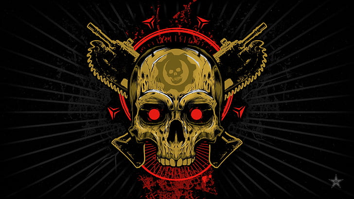video games, skull, Gears of War, Video Game Art, red eyes, HD wallpaper