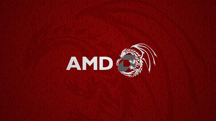 AMD, dragon, red, HD wallpaper