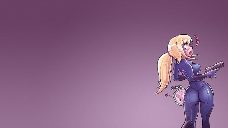 blonde-haired girl anime character wearing suit wallpaper, Samus Aran