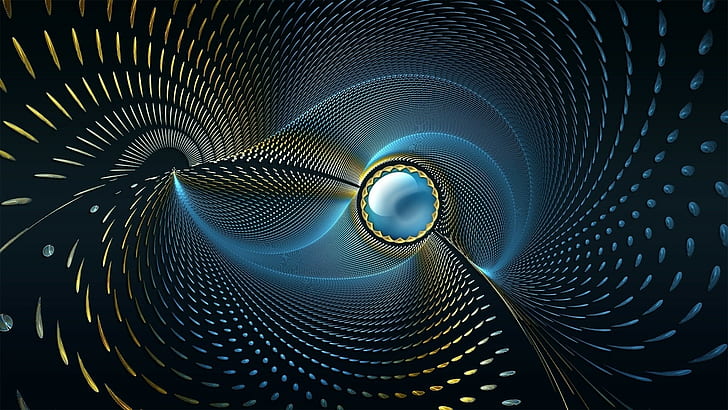 Digital Art, Abstract, Circle, CGI, Blue Background, Spiral, blue and brown painting, HD wallpaper