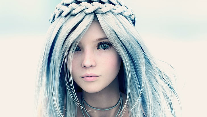 fantasy art, fantasy girl, long hair, blue eyes, beautiful, HD wallpaper