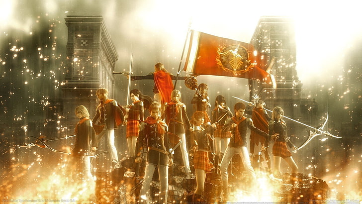 Final Fantasy, Final Fantasy Type-0 HD, Flag, Glitter, Gun, HD wallpaper