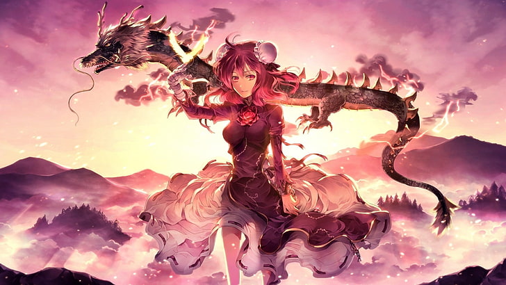 red haired girl anime character wallpaper, Touhou, anime girls