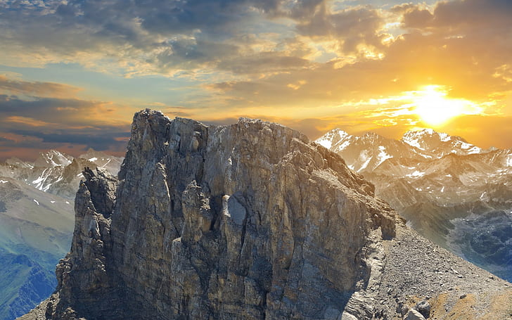 mountains, landscape, sunrise, Rocky Mountains, nature, HD wallpaper
