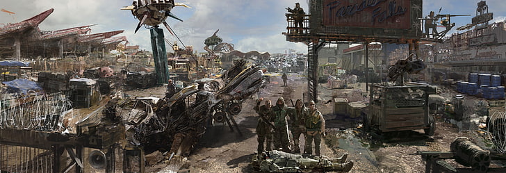 war game illustration, Fallout 3, artwork, video games, architecture, HD wallpaper