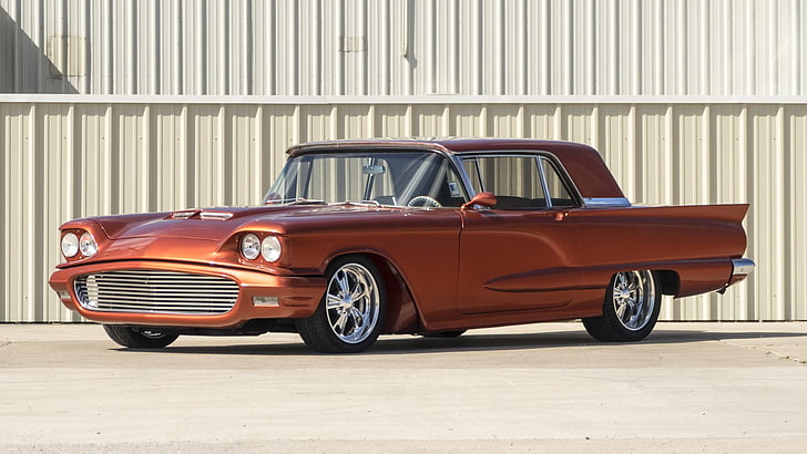 1960, cars, classic, ford, tangerine, thunderbird