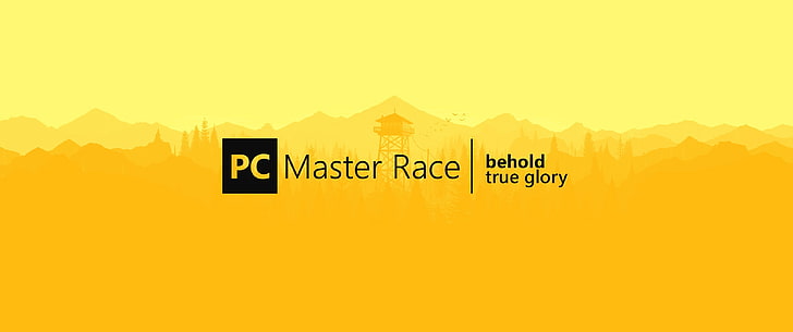 PC Master  Race, PC gaming, mountain, text, yellow, communication