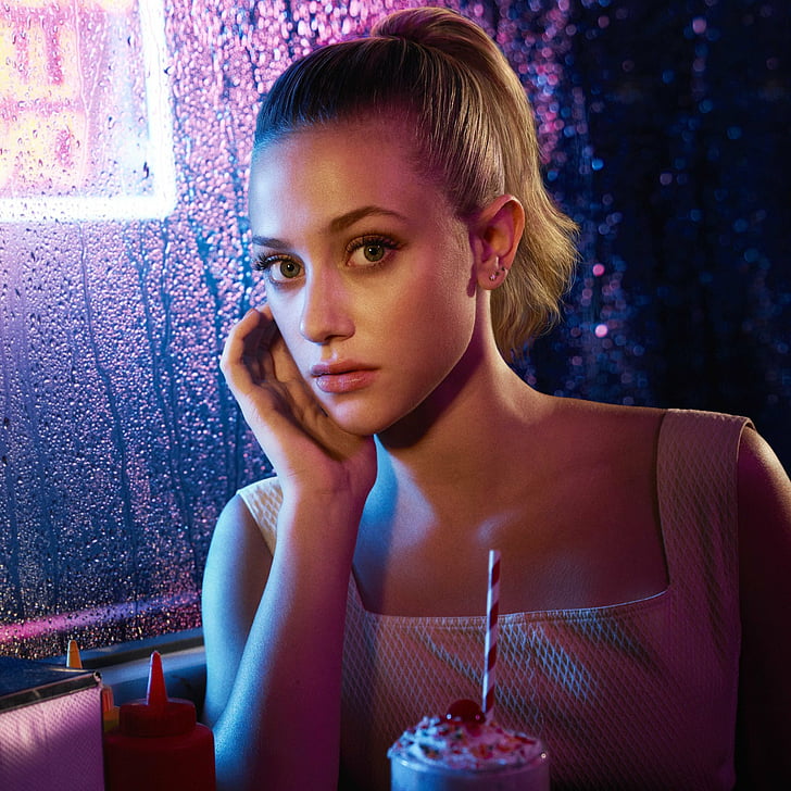 woman with pink tank top, Betty Cooper, Lili Reinhart, Riverdale