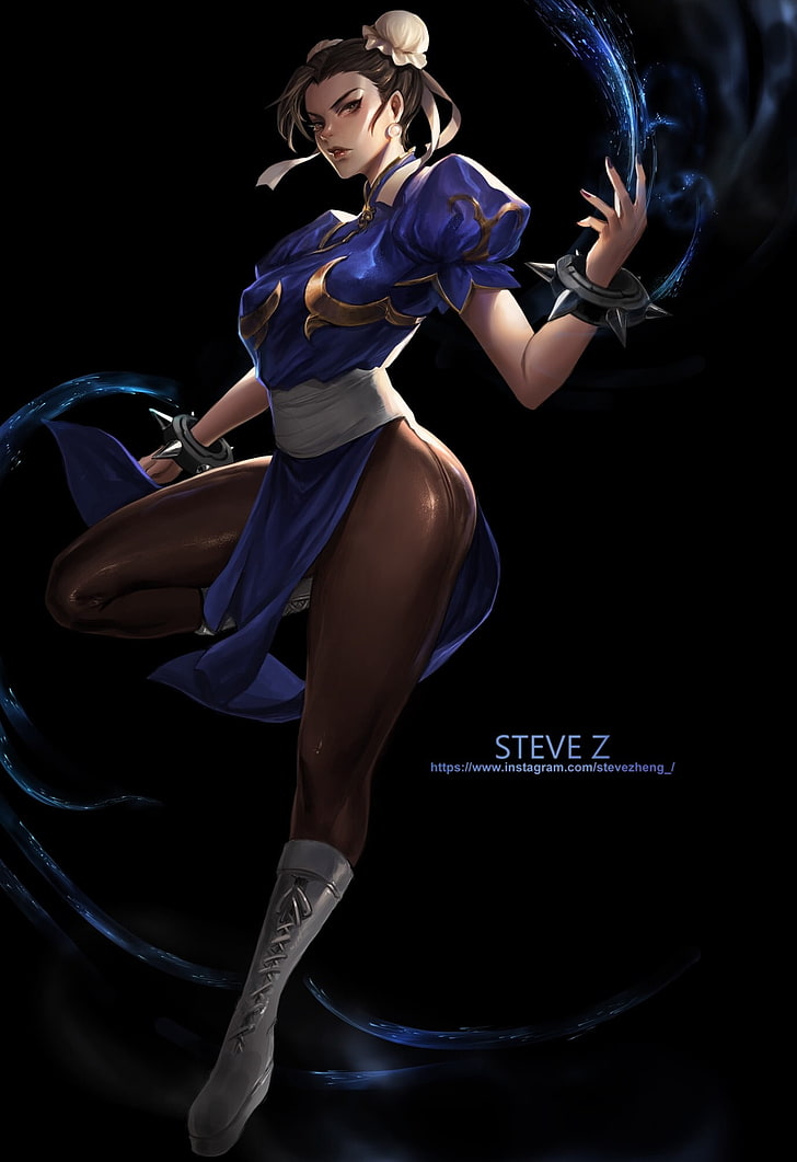 Chun Li by Steve Z illustration, women, Street Fighter, brunette