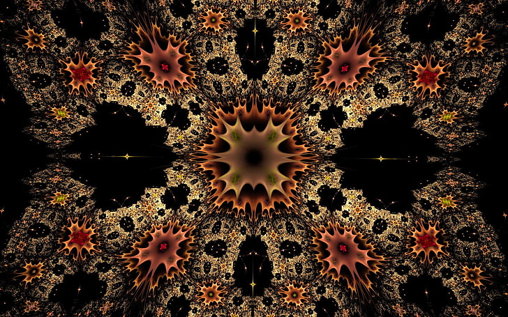 brown and black digital wallpaper, patterns, colors, kaleidoscope