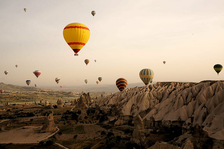 hot air balloons in the skies, cappadocia, cappadocia, flickr, HD wallpaper