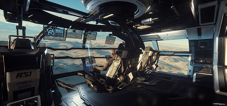 black battleship interior, science fiction, Star Citizen, video games, HD wallpaper