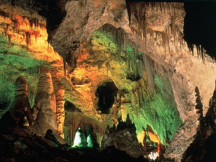 cave interior, Caves, Carlsbad Caverns, rock formation, geology, HD wallpaper