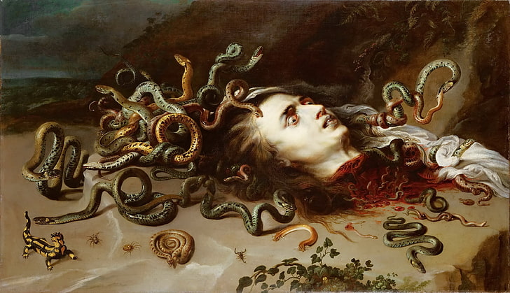 snakes painting, Medusa, picture, Peter Paul Rubens, The Head of Medusa