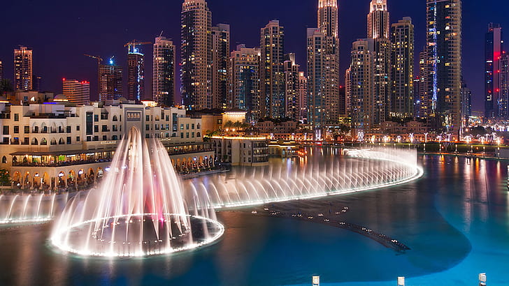 Dubai Fountains–fountain On The Burj Khalifa Lake Wallpaper Hd