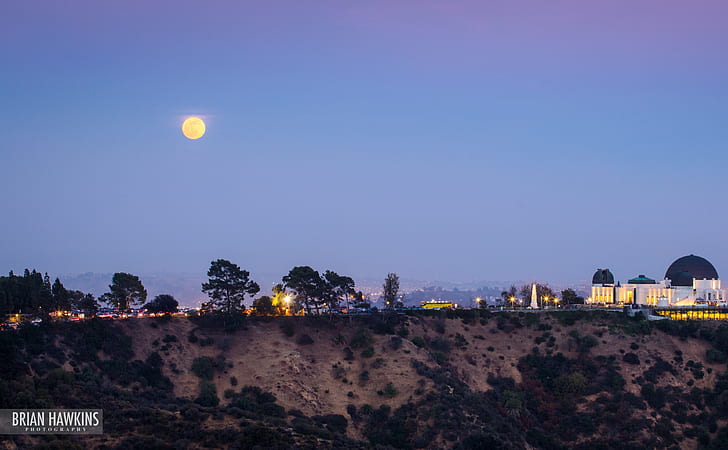 Ascension, United States, California, Full, Moon, Lights, City, HD wallpaper