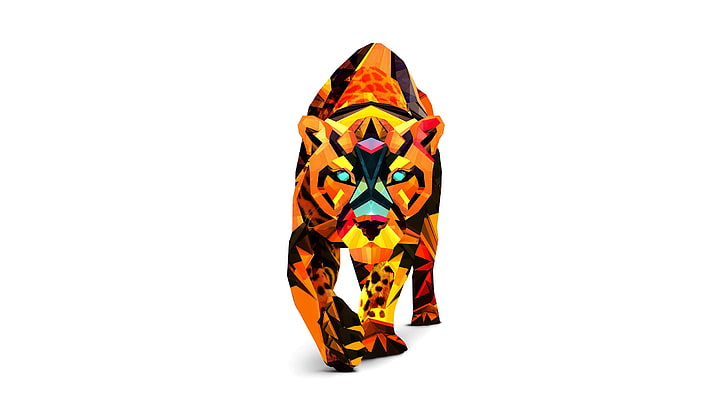 tiger illustration, Justin Maller, Facets, prowler, digital art