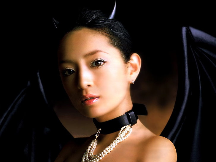 women's black choker, Singers, Ayumi Hamasaki, Asian, portrait