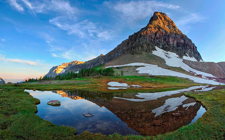 mountain range, nature, mountains, reflection, river, scenics - nature, HD wallpaper