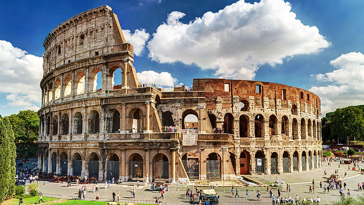 antigua, arquitectura, coliseum, roma, history, group of people, HD wallpaper