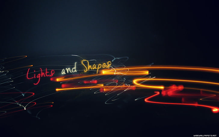 Lights and Shapes digital art, light painting, streaks, typography, HD wallpaper