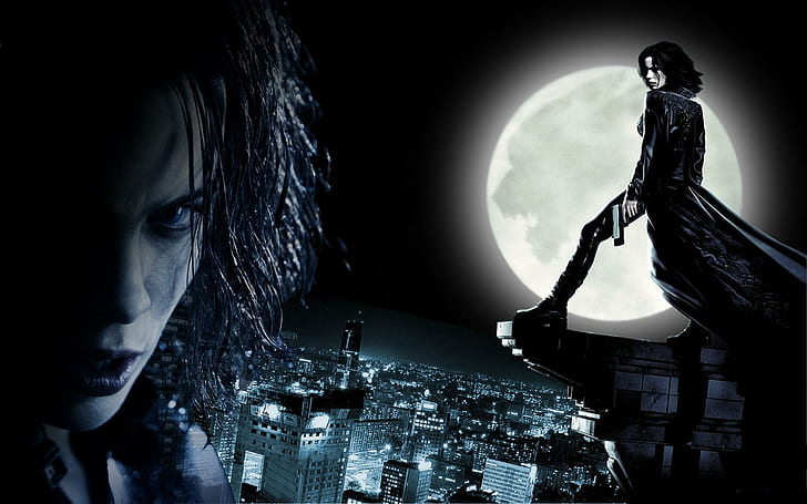 Kate Beckinsale Underworld Images, man in black coat holding pistol game, HD wallpaper