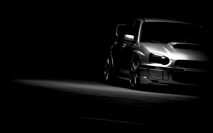 black and white car die-cast model, Subaru, simple, monochrome