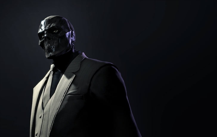 men's black suit jacket, look, costume, tie, killer, Black Mask, HD wallpaper