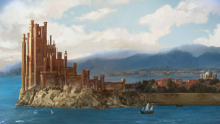 brown concrete castle beside body of water painting, Game of Thrones: A Telltale Games Series