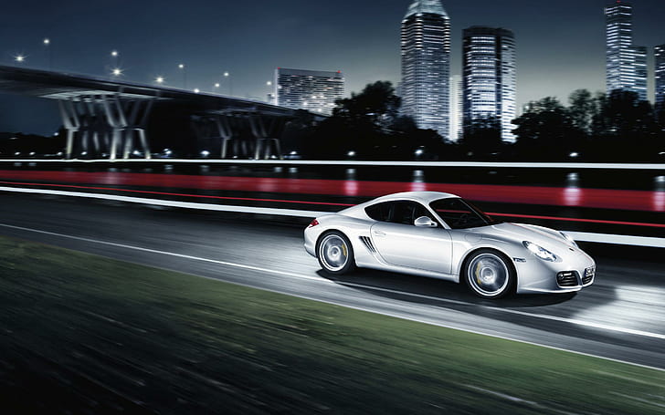 Porsche Cayman S 6, silver sports coupe, cars, HD wallpaper