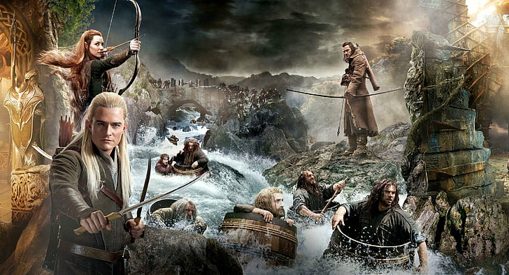 collage, fantasy, hobbit, lord, lotr, poster, rings, warrior, HD wallpaper