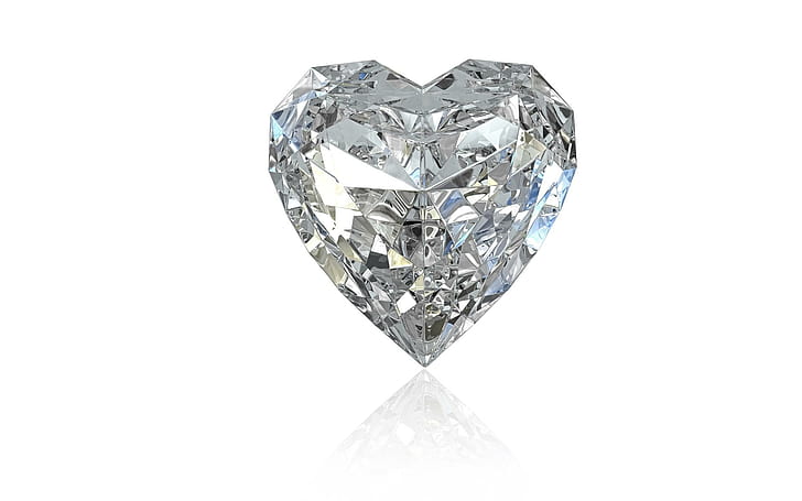 Diamond Heart, valentine, love, 3d and abstract, HD wallpaper