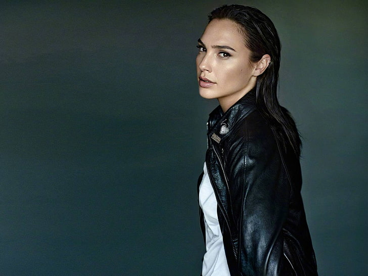 Gal Gadot, model, actress, women, jacket, leather jackets, one person