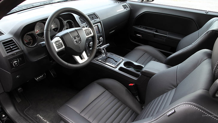 black and gray Toyota car interior, Dodge Challenger, vehicle, HD wallpaper