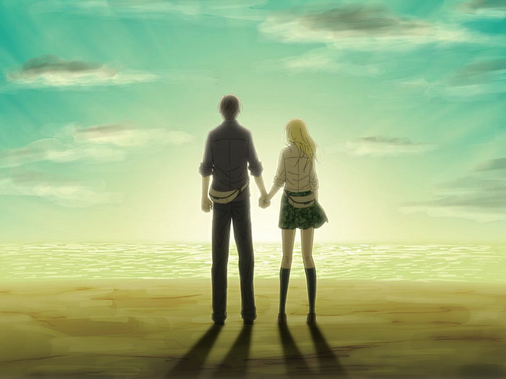 anime, Btooom!, Himiko, full length, standing, two people, rear view, HD wallpaper